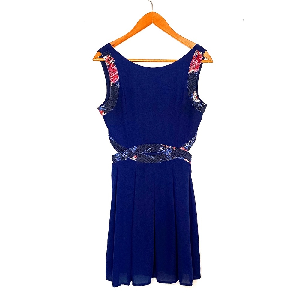 One Love Clothing LA Cutout High Neck Blue Dress